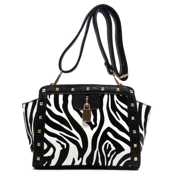 NEW Zebra Studded Handbag - Picture 2 of 3